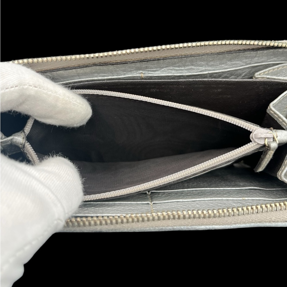 Gucci GG Canvas & Leather Long Wallet w/ Bamboo Zipper Pull - Picture 6 of 10